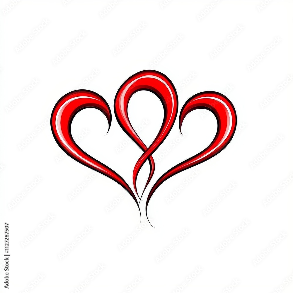 Elegant red heart design symbolizing love and passion in a stylized form. Elegant red heart design symbolizing love and passion in a stylized form.