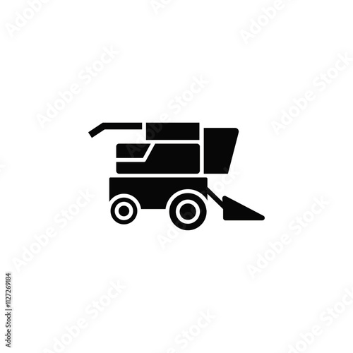Combine harvester icon Vector flat thin line illustration