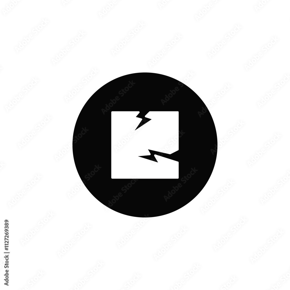 Crack icon Vector flat thin line illustration Crack icon Vector flat thin line illustration