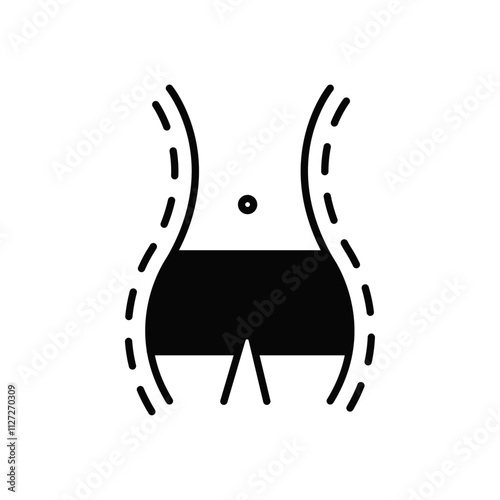 Fat and slim figure icon Vector flat thin line illustration