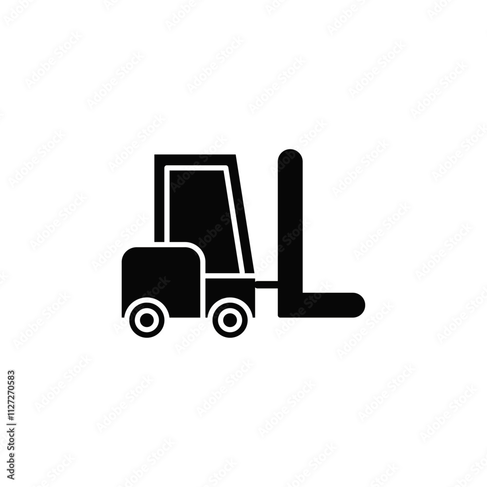 Forklift icon Vector flat thin line illustration Forklift icon Vector flat thin line illustration