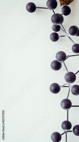 Featuring a detailed representation of a blue and gray atomic molecule structure, this abstract scientific concept emphasizes the complexity of molecular interactions in a minimalistic style photo