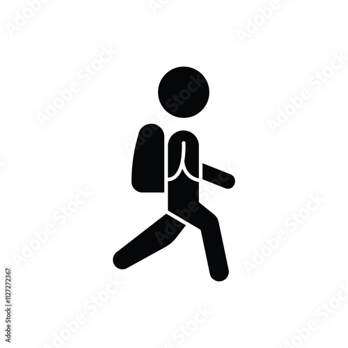 Man with backpack icon Vector flat thin line illustration