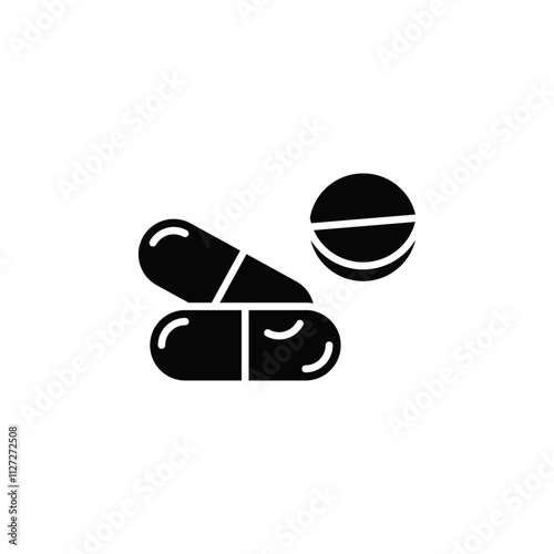 Medicine of pills and capsules icon Vector flat thin line illustration