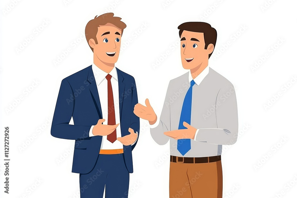 Business Professionals Engaged in Conversation in Office Setting Business Professionals Engaged in Conversation in Office Setting