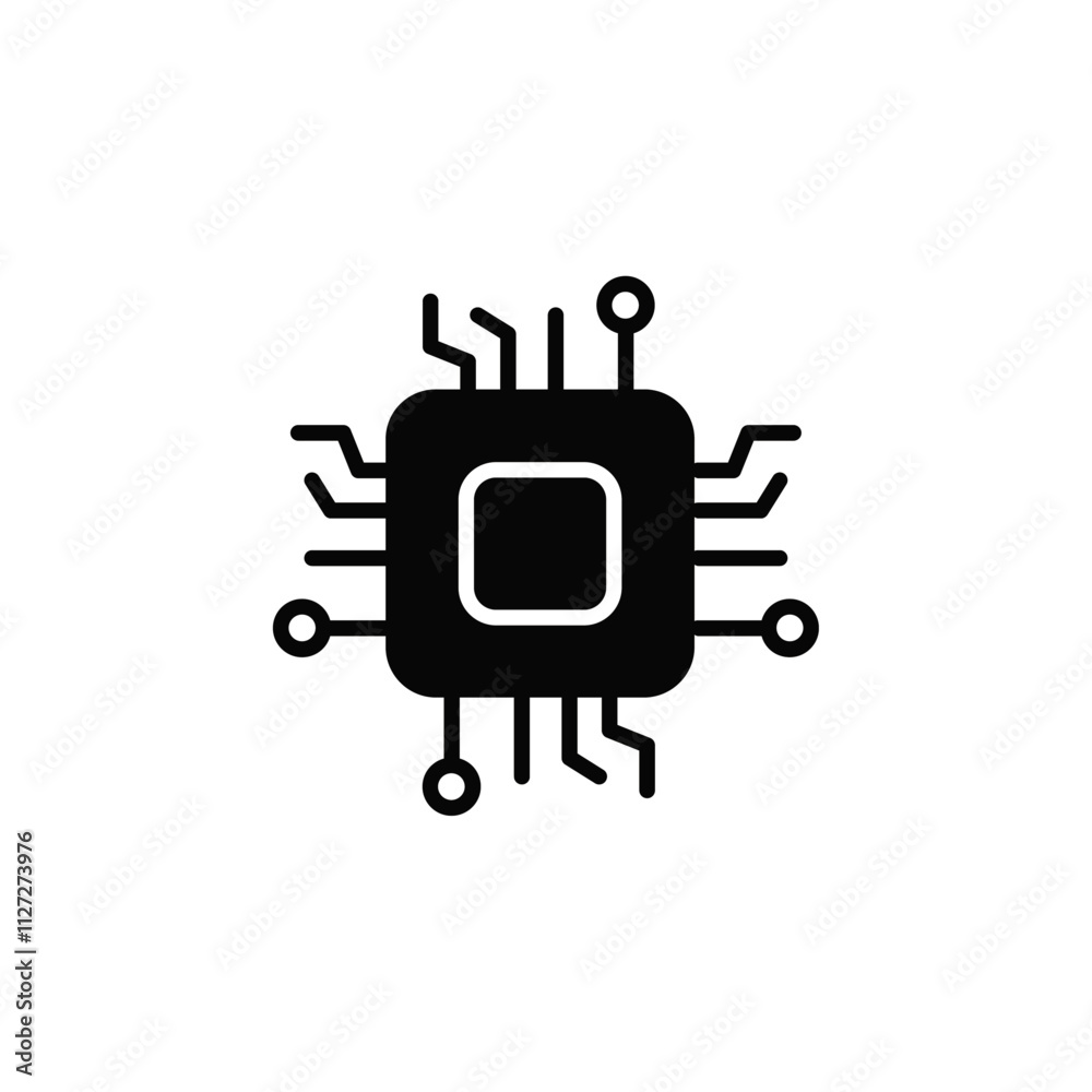 Processor icon Vector flat thin line illustration Processor icon Vector flat thin line illustration