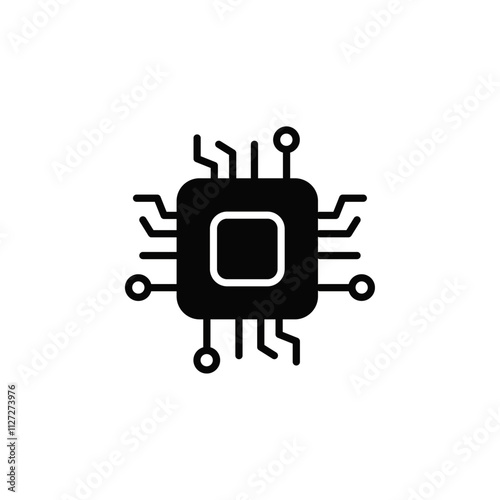Processor icon Vector flat thin line illustration