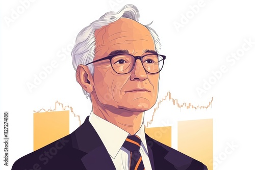 Business Professional Portrait with Graphs in Background Illustrating Financial Growth and Success