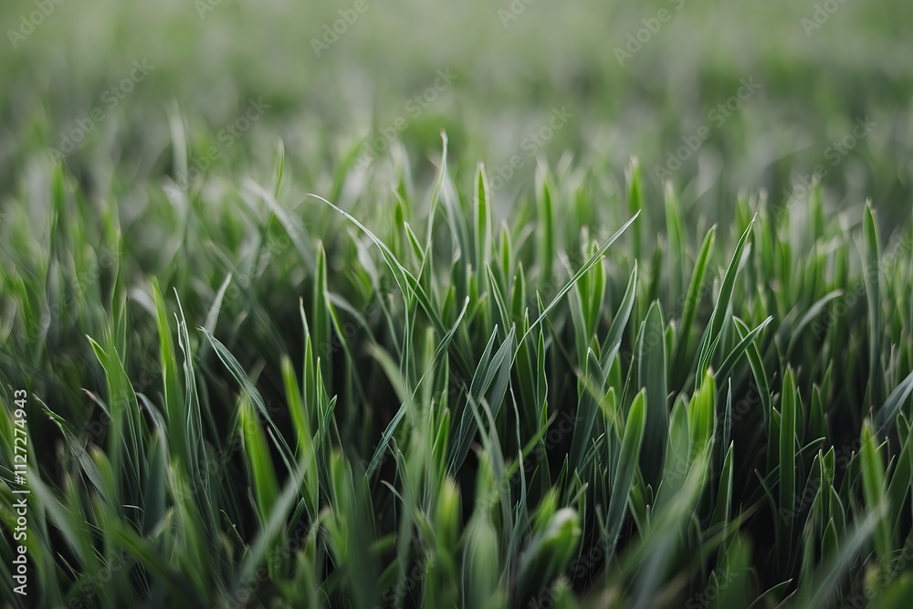 Obraz premium A photo of a close-up view of vibrant green grass blades