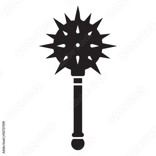 Black Silhouette Vector Illustration of a Medieval Morning Star