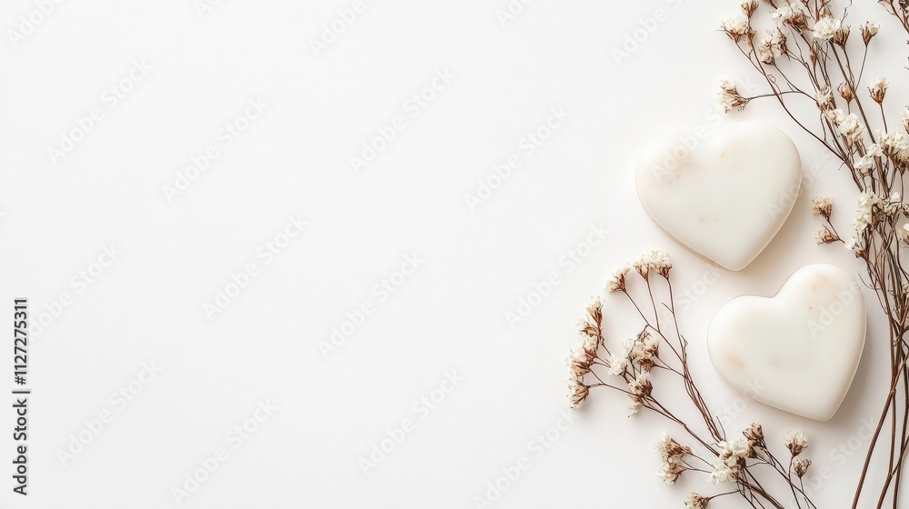 Two Heart-Shaped Soaps with Dried Flowers Two Heart-Shaped Soaps with Dried Flowers
