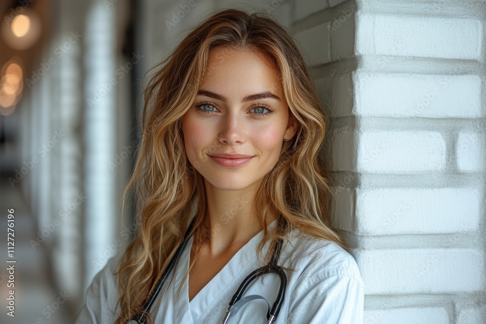 Modern portrait of a healthcare professional with eco-conscious vibes, blending subtle colors and a clean white backdrop. Modern portrait of a healthcare professional with eco-conscious vibes, blending subtle colors and a clean white backdrop.