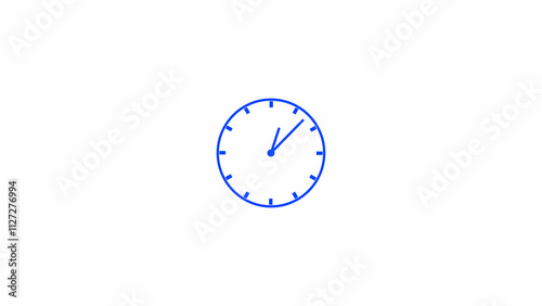  clock icon countdown 24 hour day fast speed royal blue color 4k illustration. White background new analog clock icon 4k illustration.