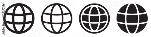 Set of world icon. Globe Symbol, web logo, world wide web, earth, planet. Vector illustration.