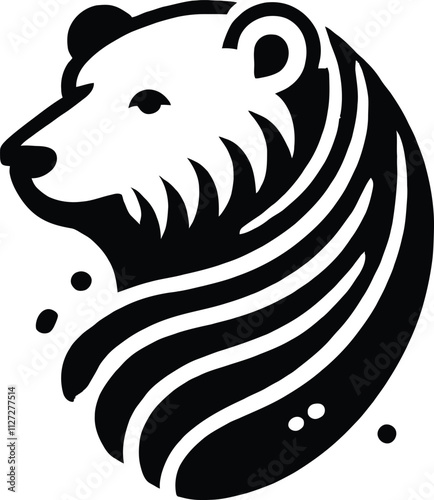 polar bear silhouette vector on white background