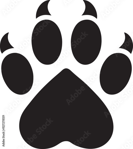 Black Silhouette Paw Print Vector Illustration Design