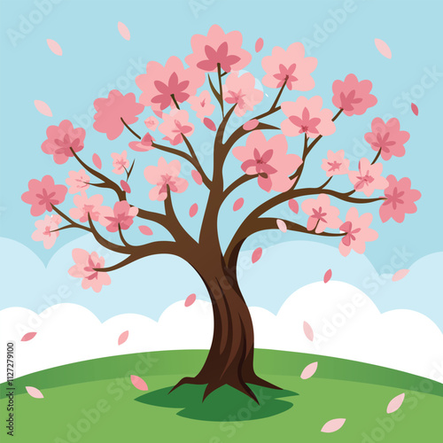 Beautiful sakura flowers isolated on white