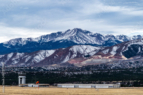 Air Force Academy Davis Airfield with Pikes peak in the Background