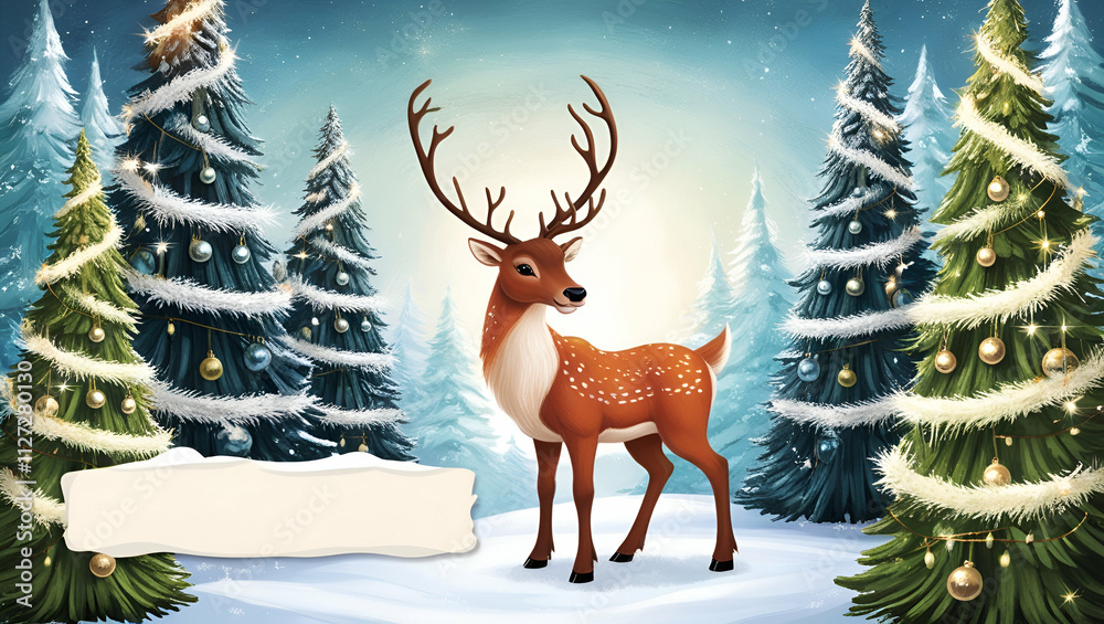 christmas card with deer christmas card with deer