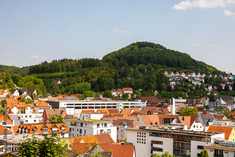 Obraz premium Stadtansicht von Albstadt Tailfingen im Zollernalbkreis in Baden-Württemberg, Schwäbische Alb.