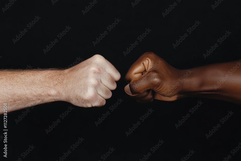 Two people showing respect and collaboration bumping their fists Two people showing respect and collaboration bumping their fists