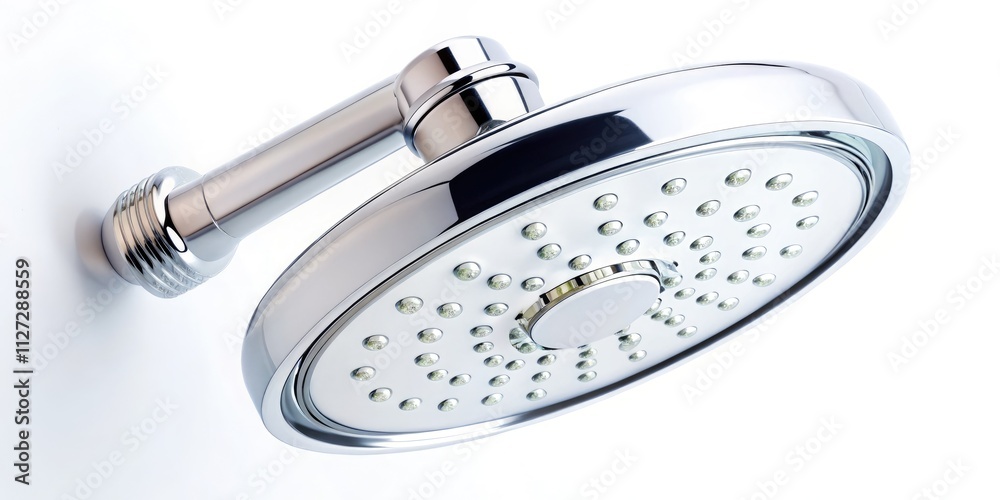 Modern minimalist showerhead: crisp white, luxurious feel. High-resolution image highlights clean lines and elegant design for your bathroom. Modern minimalist showerhead: crisp white, luxurious feel. High-resolution image highlights clean lines and elegant design for your bathroom.