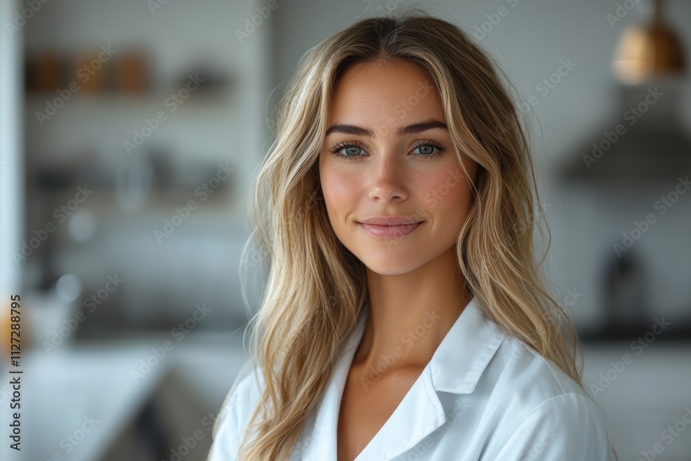 Nutritionist standing with a gentle smile in a sleek white lab coat, showcasing warmth and expertise, Nutritionist standing with a gentle smile in a sleek white lab coat, showcasing warmth and expertise,