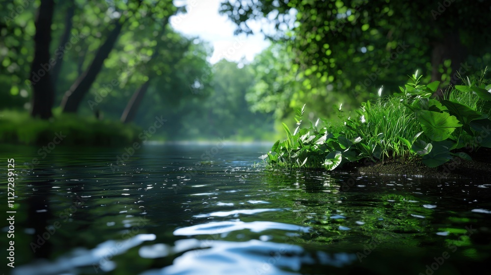 Naklejka premium The water is calm and the plant adds a touch of nature to the scene