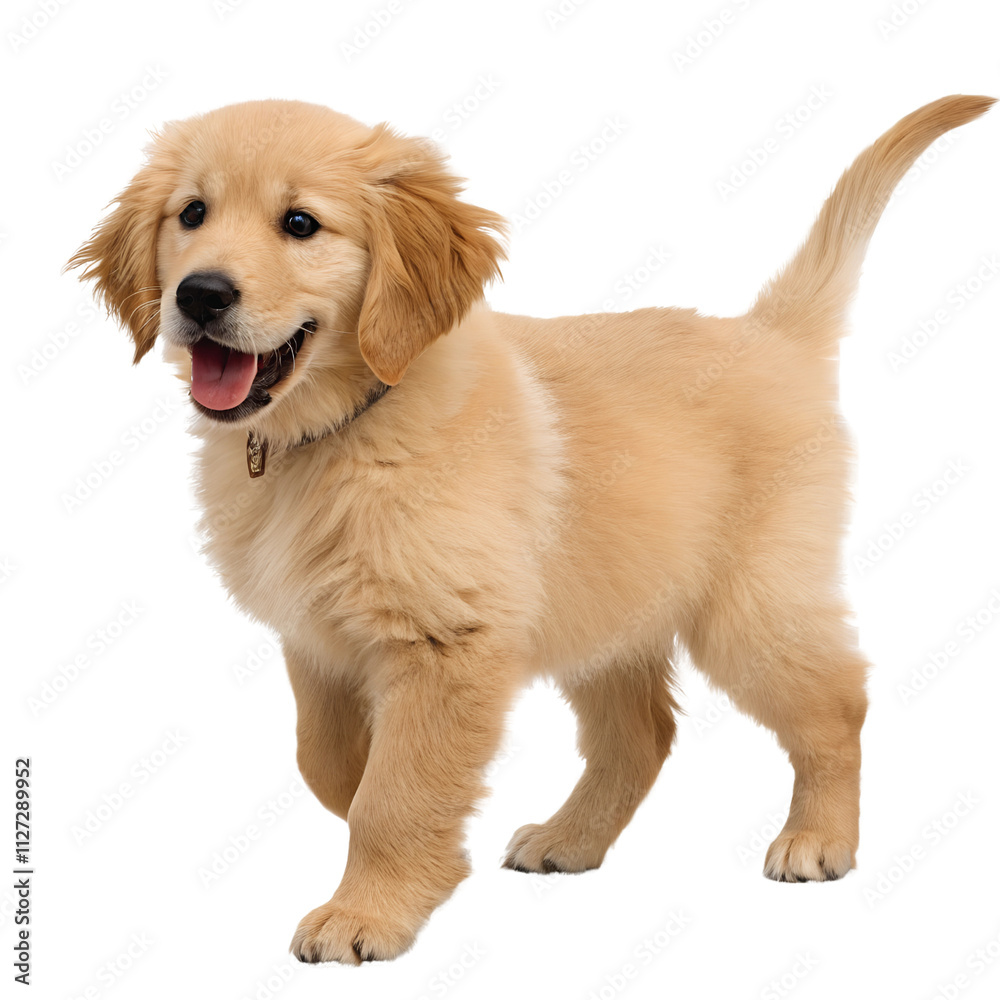 Playful Golden Retriever Puppy isolated isolated on transparent background cutout, Png, Cutout Playful Golden Retriever Puppy isolated isolated on transparent background cutout, Png, Cutout