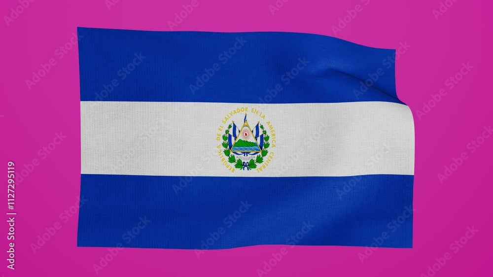 El Salvador waving flag. El Salvador Flag flying on chroma key. National Flag of El Salvador with realistic fabric texture. Premium quality. For independence day