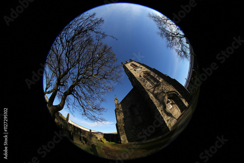 Fototapeta Saint Clements Church and churchyard - Arberdeen harbour - Scotland - UK
