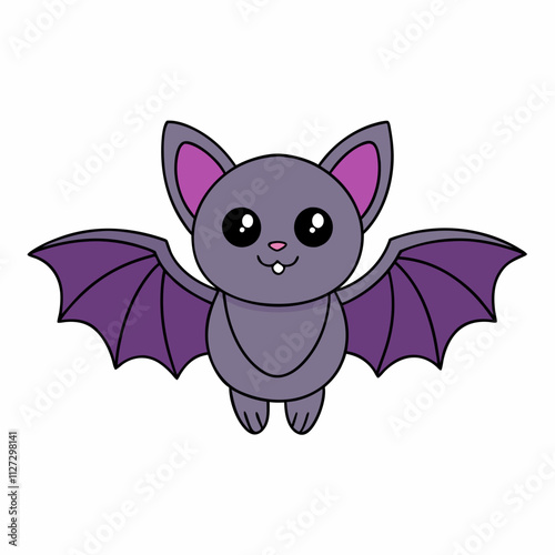 Cute Bat Clipart: Adorable Cartoon Bat Illustration photo