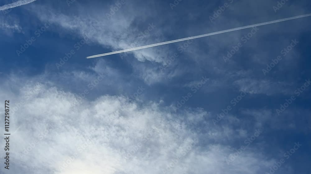 Sky, clouds and flying airplane. Sky, clouds and flying airplane.