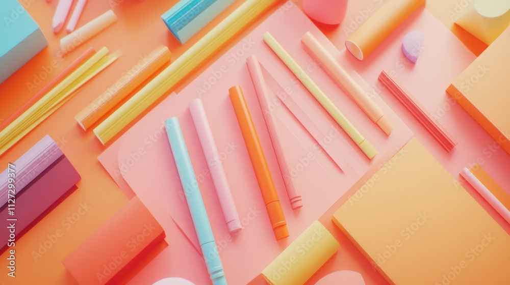 flat lay stationery color sticks flat lay stationery color sticks