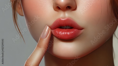 finger on her lips. silence gesture photo