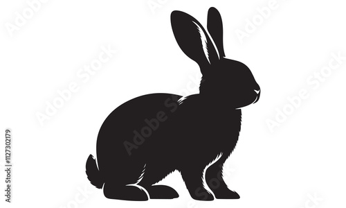 White rabbit isolated on white background, fluffy and cute pet with long ears