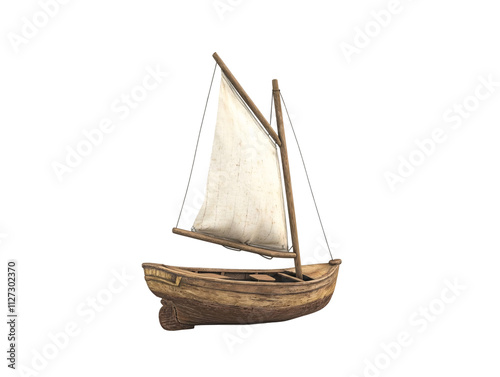 a model sailboat with a white sail