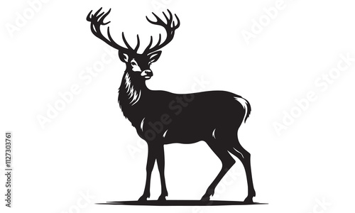 Deer Silhouette Vector - A majestic stag silhouette, perfect for winter illustrations