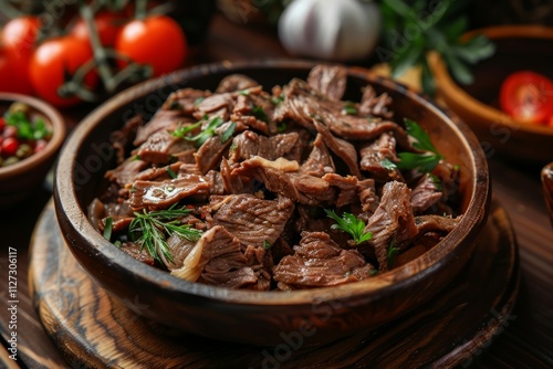  Delicious shredded beef. Image illustrated food for advertisement photo