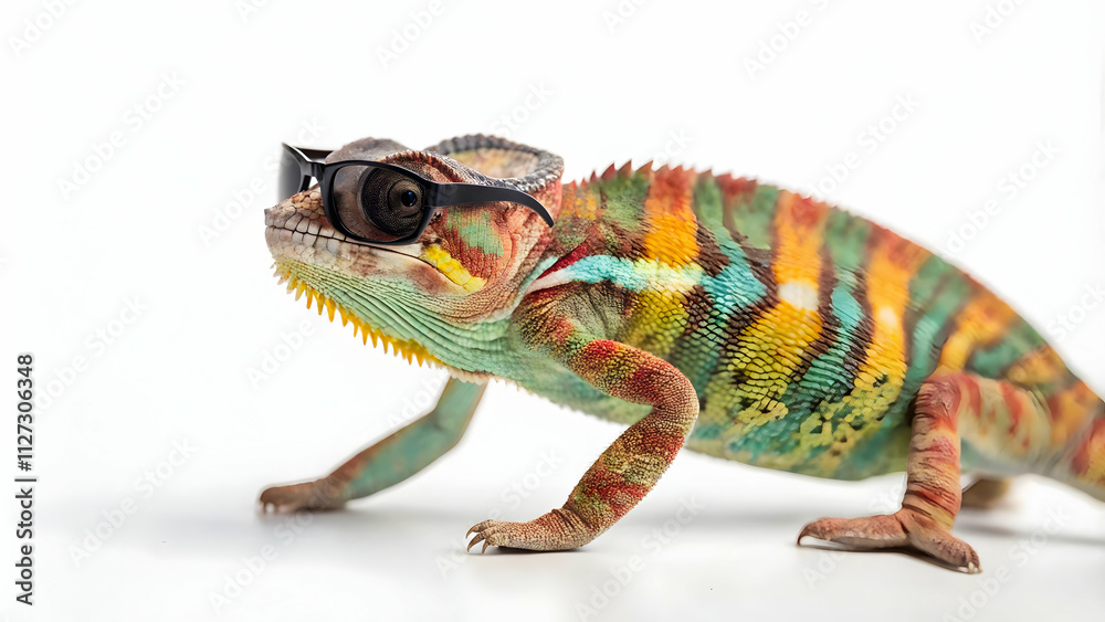 Obraz premium Quirky Chameleon Sporting Trendy Eyewear