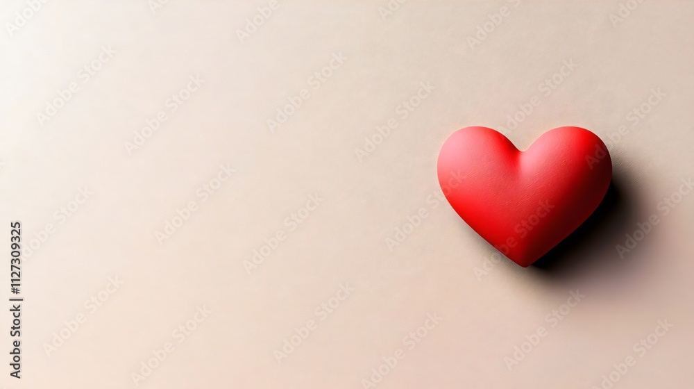 Simple red heart on a neutral beige background