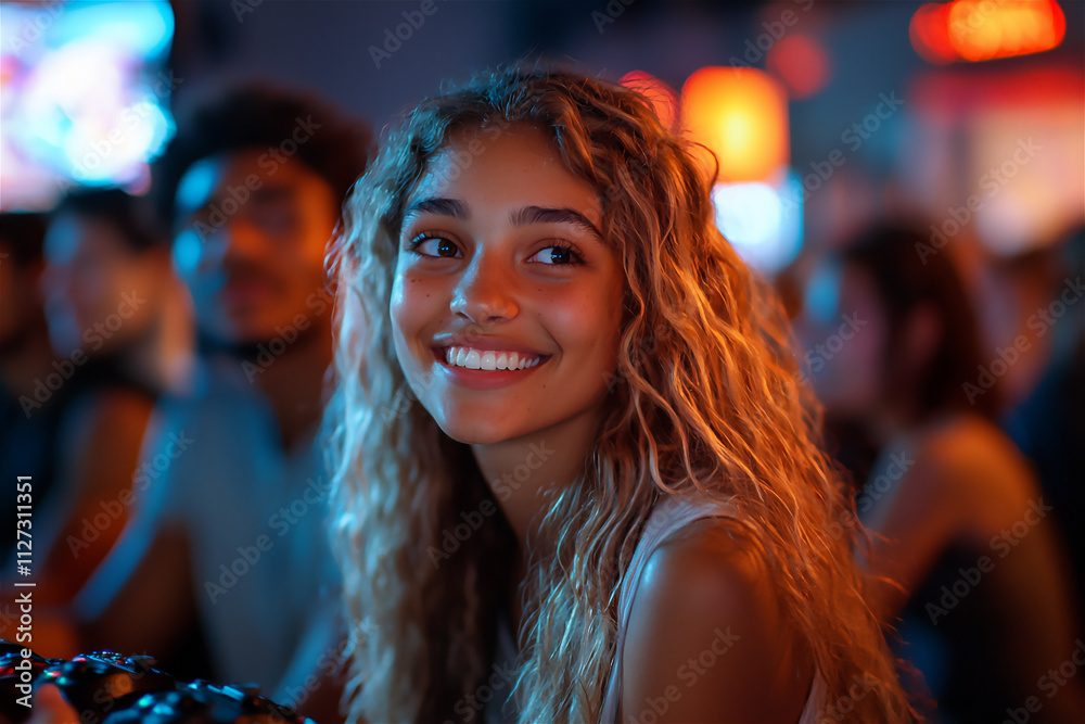 Fototapeta premium A lively image of a group of friends playing