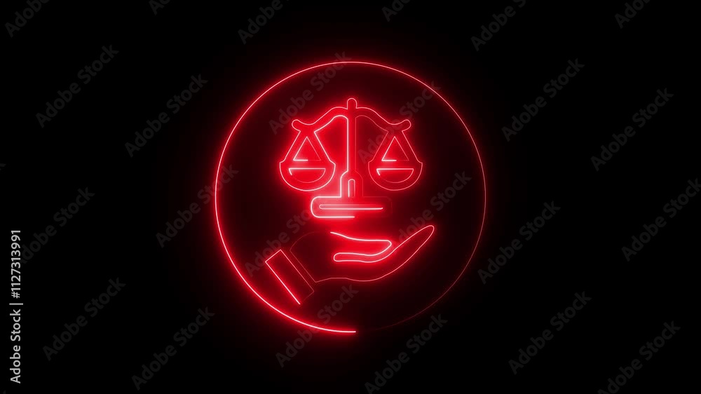 neon hand icon animation on black background .Glowing neon balance scale icon concept . neon scales of justice animation. A scales icon typically features a balanced neon hand icon animation on black background .Glowing neon balance scale icon concept . neon scales of justice animation. A scales icon typically features a balanced