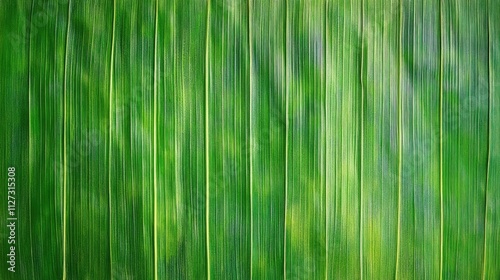 Vibrant green banana leaf texture showcasing natural patterns and parallel veins in a macro background setting photo