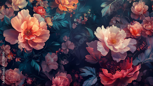 Celestial blooms: an ethereal tapestry of cosmic flowers ai generated. Etherea. Illustration photo