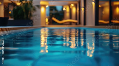 Wallpaper Mural Elegant swimming pool with shimmering water at night creating a serene atmosphere ideal for relaxation and leisure activities Torontodigital.ca