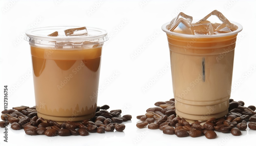 Iced Coffee in Plastic Takeaway Glass Isolated on White Background Refreshing Beverage Perfect for Hot Days, Ideal for Coffee Lovers Seeking Convenience and Flavor on the Go Iced Coffee in Plastic Takeaway Glass Isolated on White Background Refreshing Beverage Perfect for Hot Days, Ideal for Coffee Lovers Seeking Convenience and Flavor on the Go