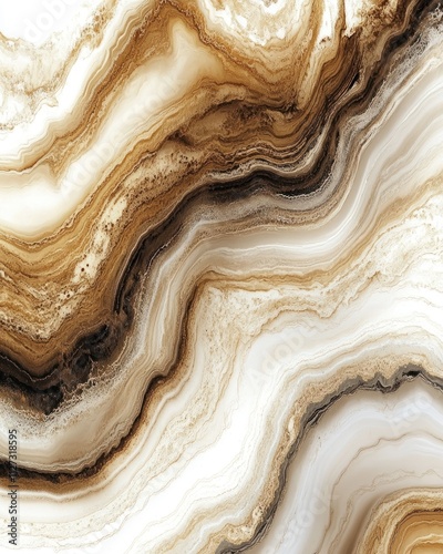 Abstract marble texture in warm tones of brown and cream, suitable for backgrounds.