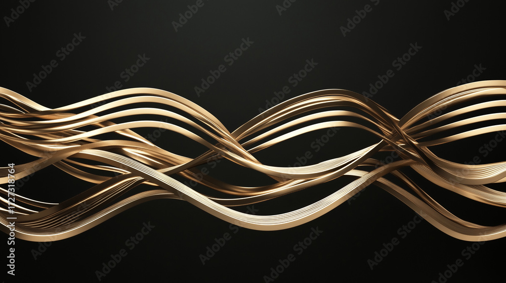 3D render simple wave lines, black background, vector illustration, minimalist design style 3D render simple wave lines, black background, vector illustration, minimalist design style