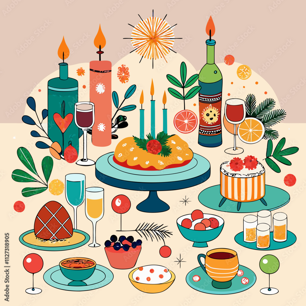 Fototapeta premium birthday party set